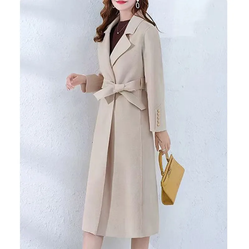 

Новое женское осенне-зимнее однотонное корейское тонкое шерстяное пальто, женское шерстяное стеганое бархатное утепленное пальто средней длины, верхняя одежда