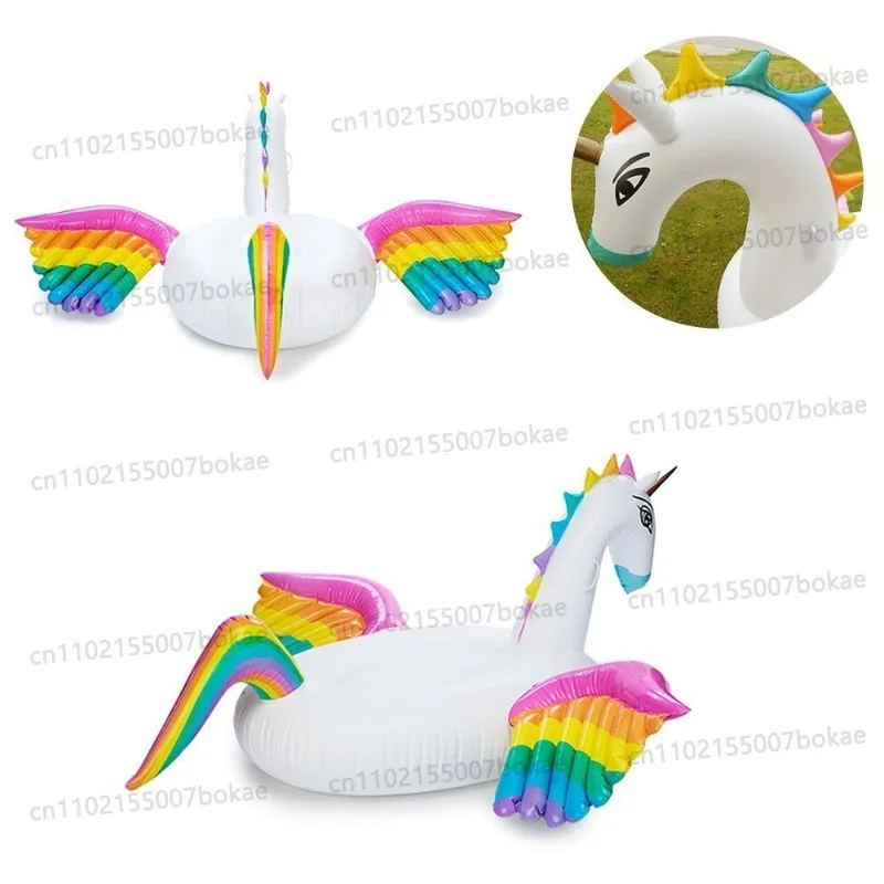 Inflatable floating bed giant unicorn 4-person water floating island inflatable riding horse view 5