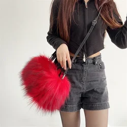 Y2k Soft Plush Women Shoulder Bag Winter Fashion Faux Fur Hot Girls Crossbody Bags Small Square Female Handbags Furry Tote Purse
