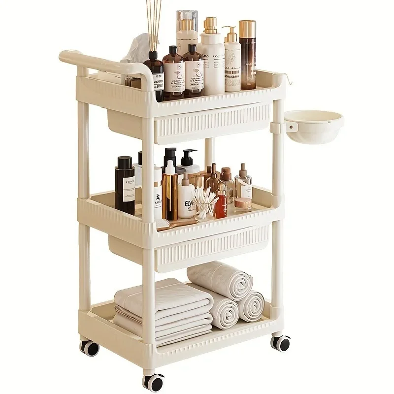 Rollender Schönheitssalon-Trolley, Werkzeugaufbewahrung, Friseur-Mehrzweckwagen, abnehmbarer Kosmetikerinnenbedarf, Carrello Salonmöbel