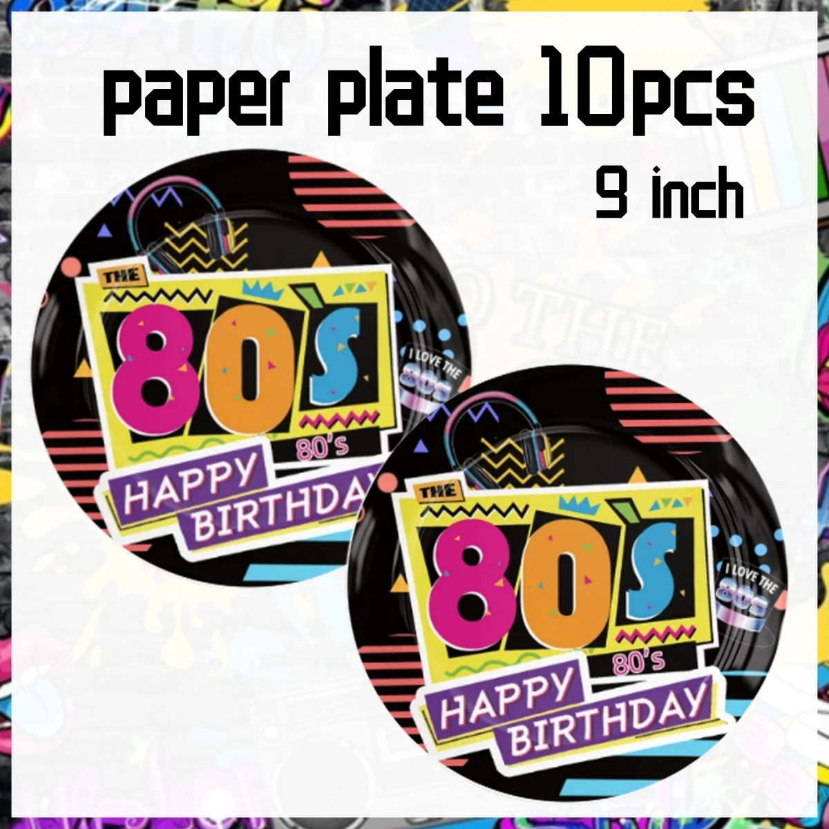 Hip Hop 80' Geburtstag Party Dekoration 1980er Jahre Einweggeschirr Teller Tasse Retro Disco Ballon Zurück zu 80er Jahre Erwachsene Partyzubehör – Detail 8
