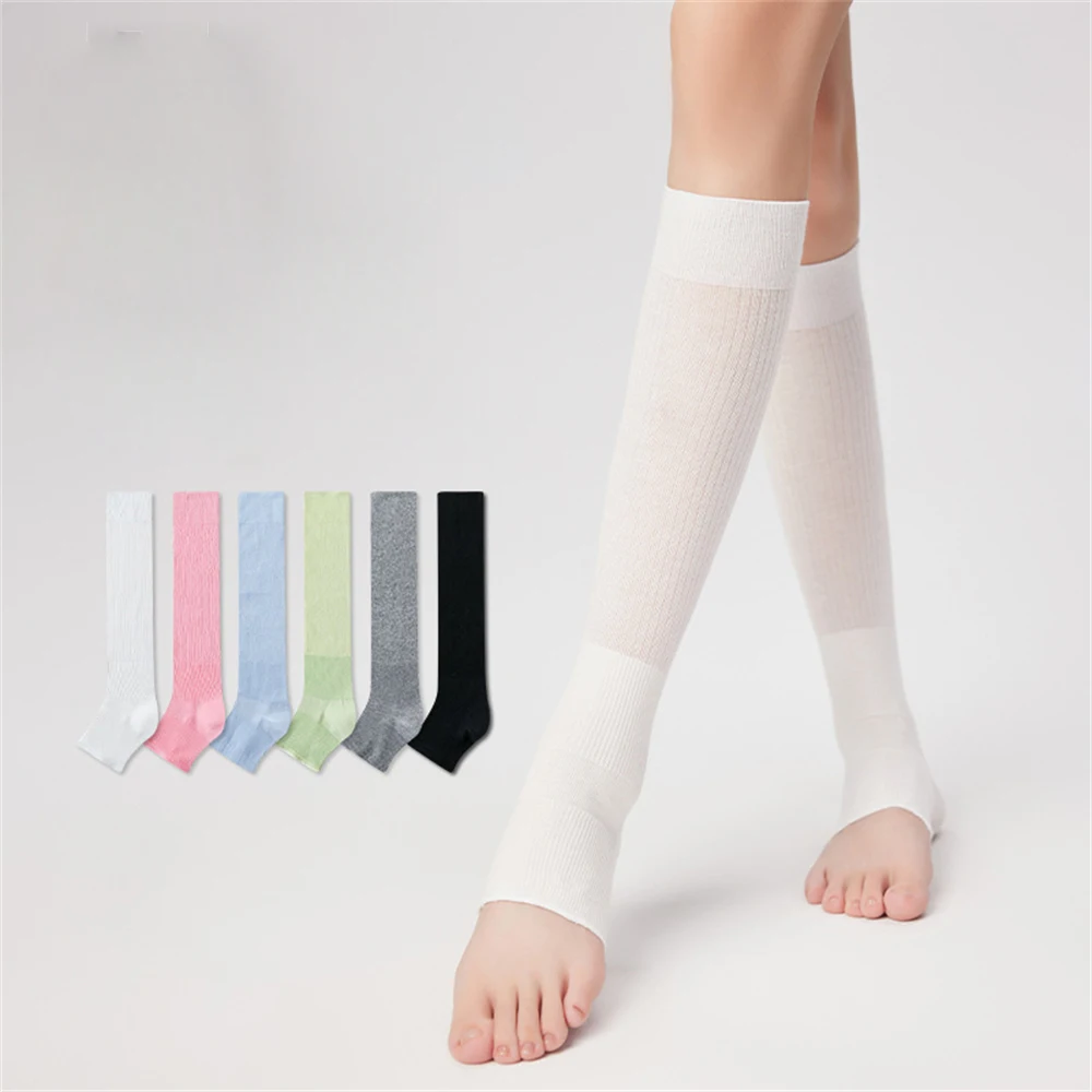 Spring Summer Casual Long-tube Pile Socks Women Japanese Girl Style All-match Solid Color Vertical Stripes Thin Leg Covers Gifts