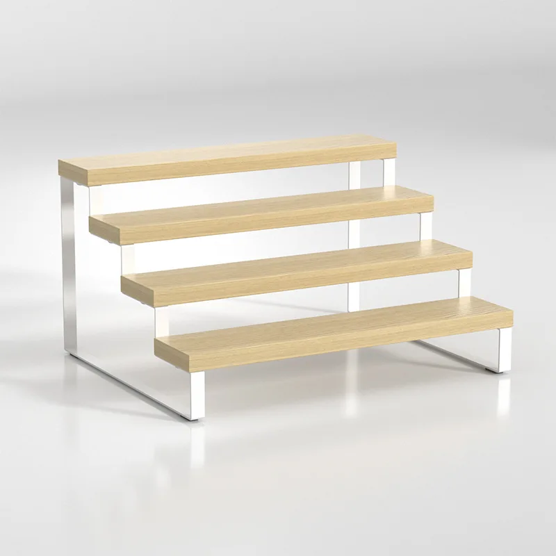 

Стеллаж для хранения лестниц из цельного дерева, креативная подставка для ювелирных изделий, деревянная настольная подставка для фигурок, многослойная полка, орнамент