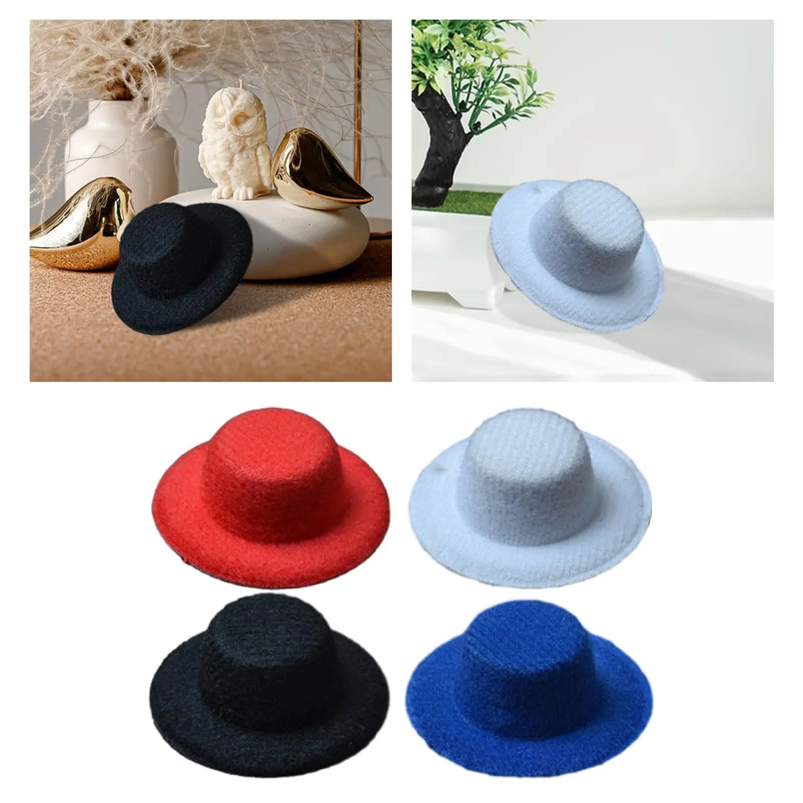 Sombrero en miniatura para casa de muñecas, accesorios para el cabello, tocado para dormitorio, 1:12