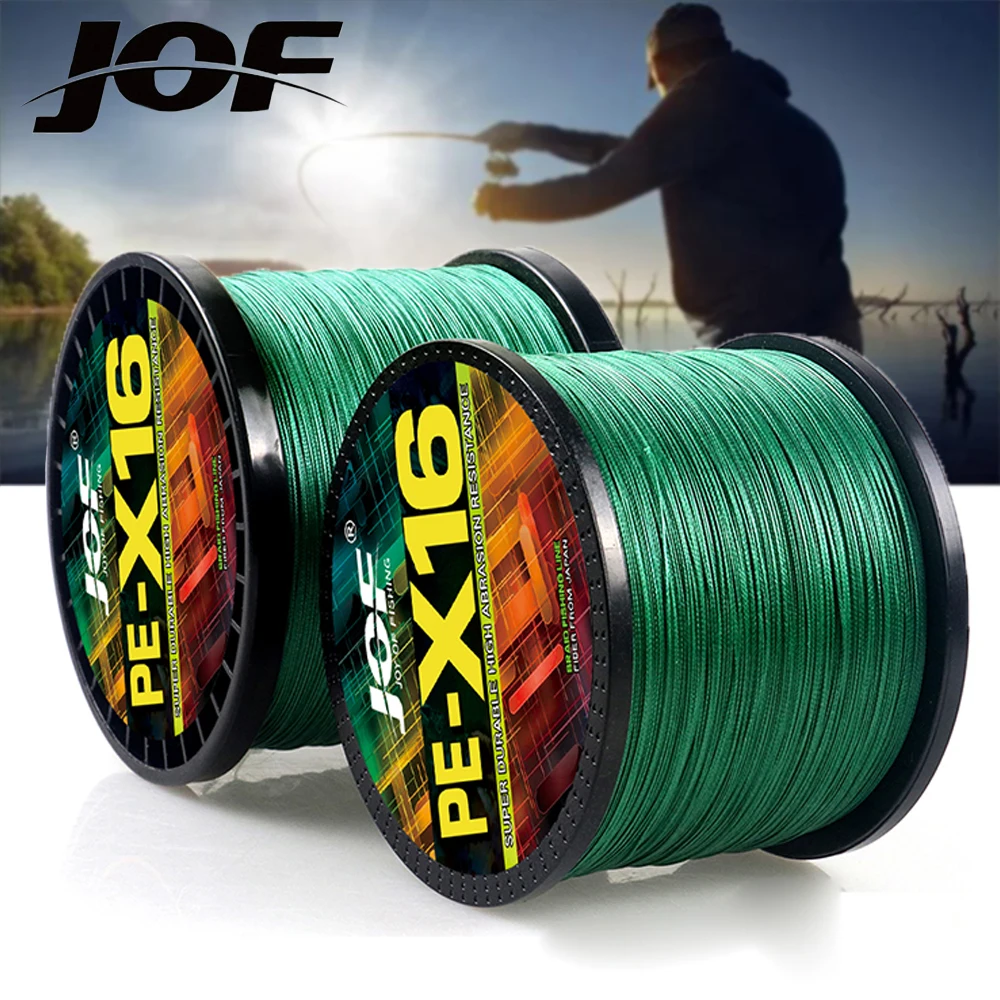 JOF Brand 16-Strands 300M/100M Fishing Line Japan 16X Braided Wear-Resistant 25~200LB Multifilament Smooth PE Carp Fishing Wire