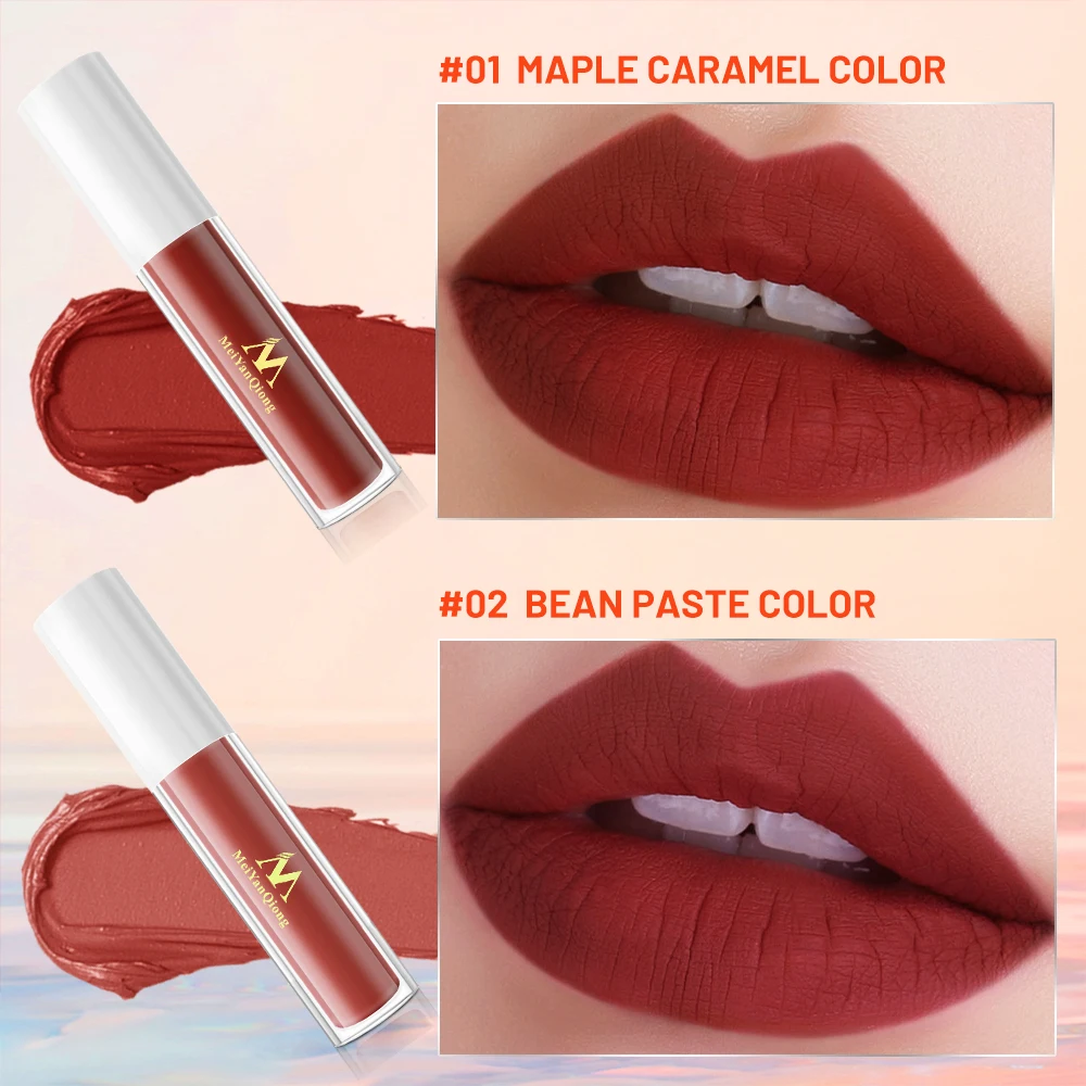 MeiYanQiong リップスティック リップグロス 防水 ノンスティックカップ マットな質感 ナチュラル カラーロックダウン 長期的な水分 2色