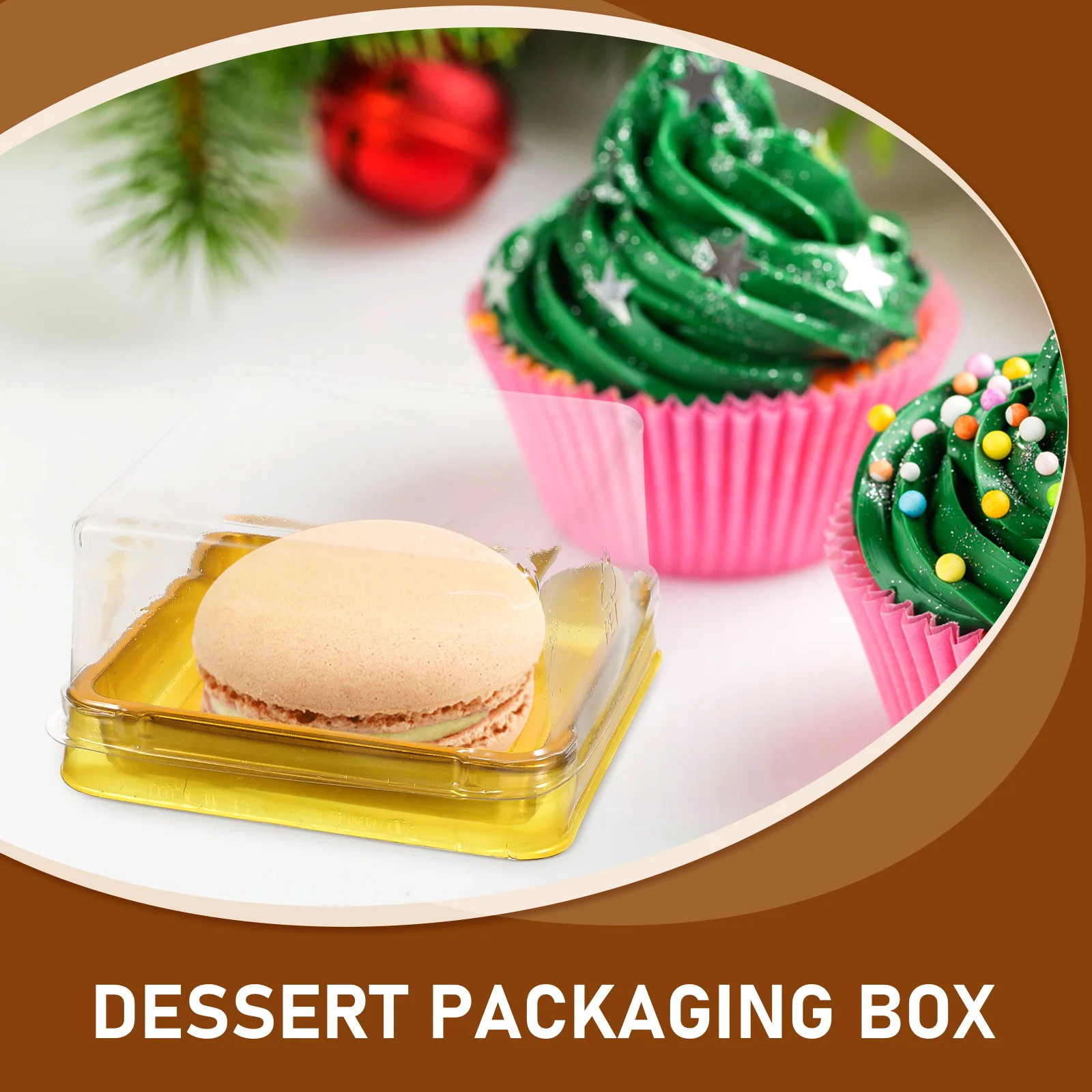 

50Pcs Packaging Boxes Clear Cupcake Containers Dessert Storage Boxes Moon Cake Pastry Holder with Lid Cupcake Containers