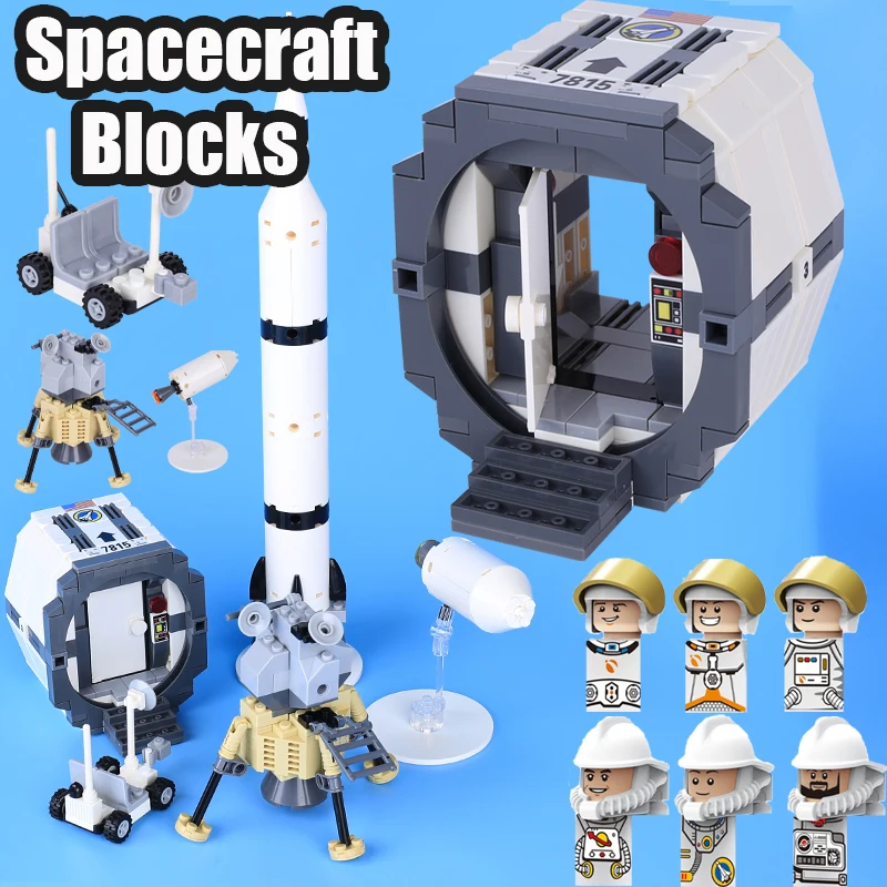 MOC City Spacecraft Building Blocks Street View Astronaut Soldier Figures Decompression Chamber Rocket Accessories Bricks Toys