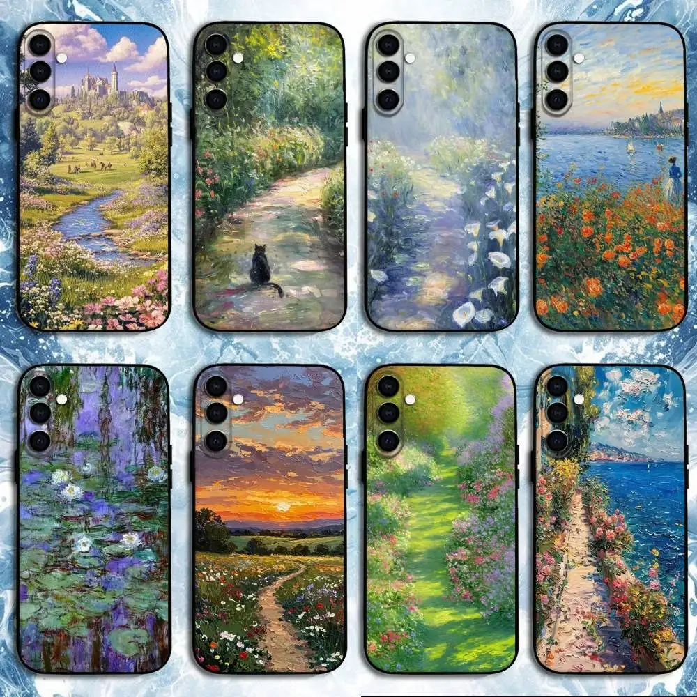 

Claude monet garden Phone Case For Samsung Galaxy A73,A72,A71,A70,A53,A52,A51,Others Soft Black Shell