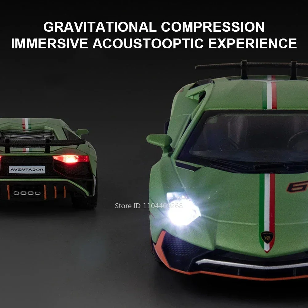 1:32 Lambo LP780-4 Sian modèle Miniature jouets moulés sous pression portes de voiture ouvertes avec son lumière retirer véhicules pour enfants jouet cadeau