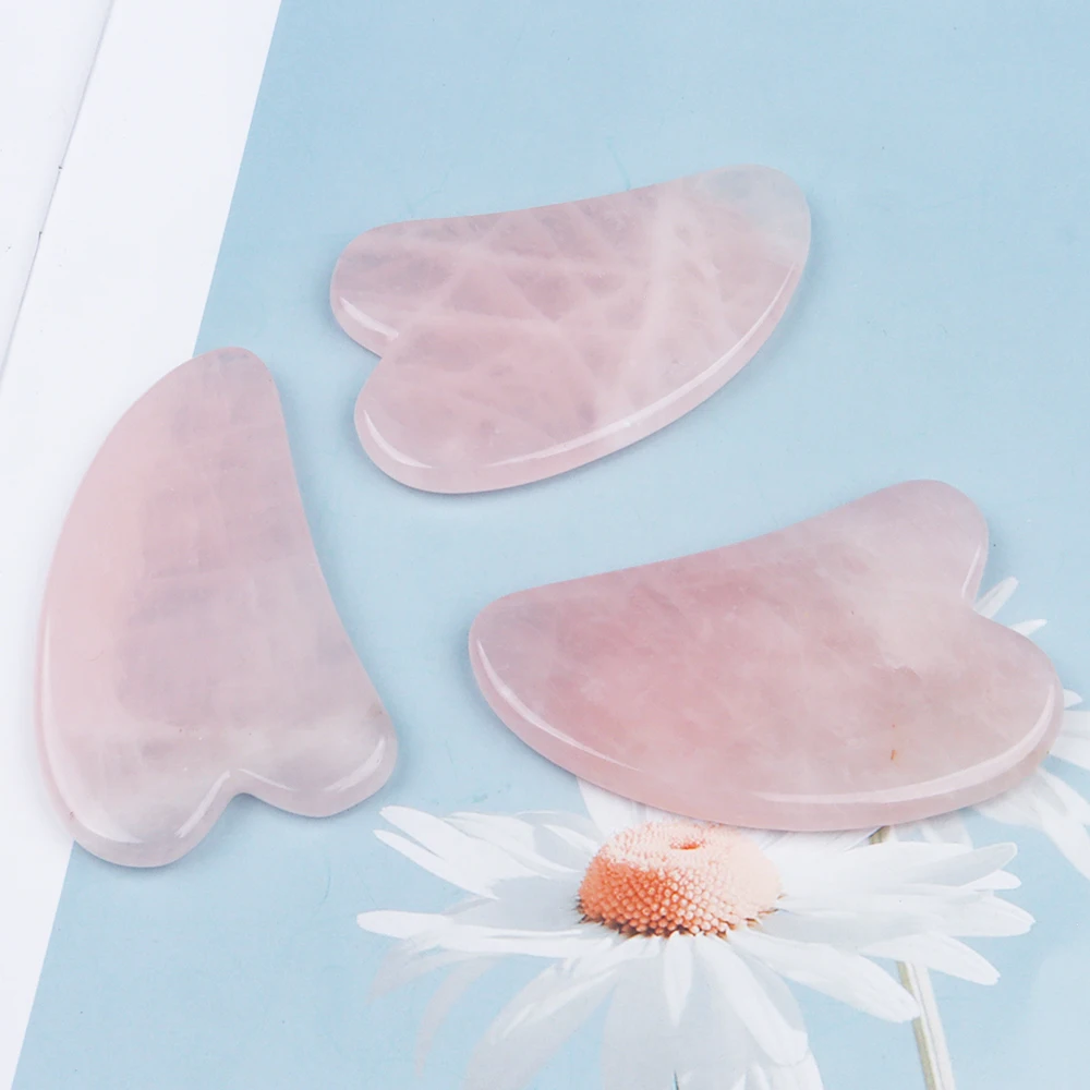 

Natural Rose Quartz Face Gua Sha Tool Skin Care Massage Body Crystal Mineral Stone Massager Pink Quartz Health Beauty Product