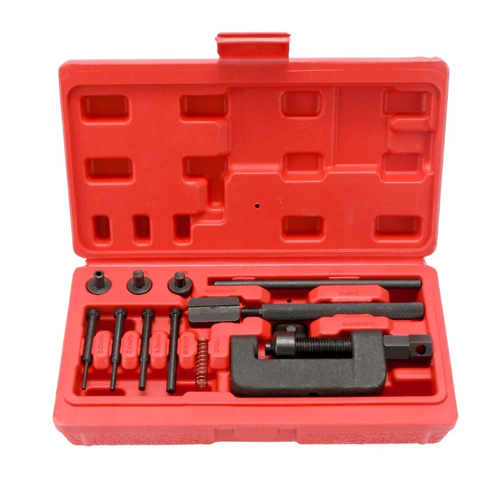 

13PCS Chain Repair Tool Set Motorcycle Chain Splitter Breaker Motorbike Mountainb Riveting Tool Heavy Duty Link O Ring Bicycle