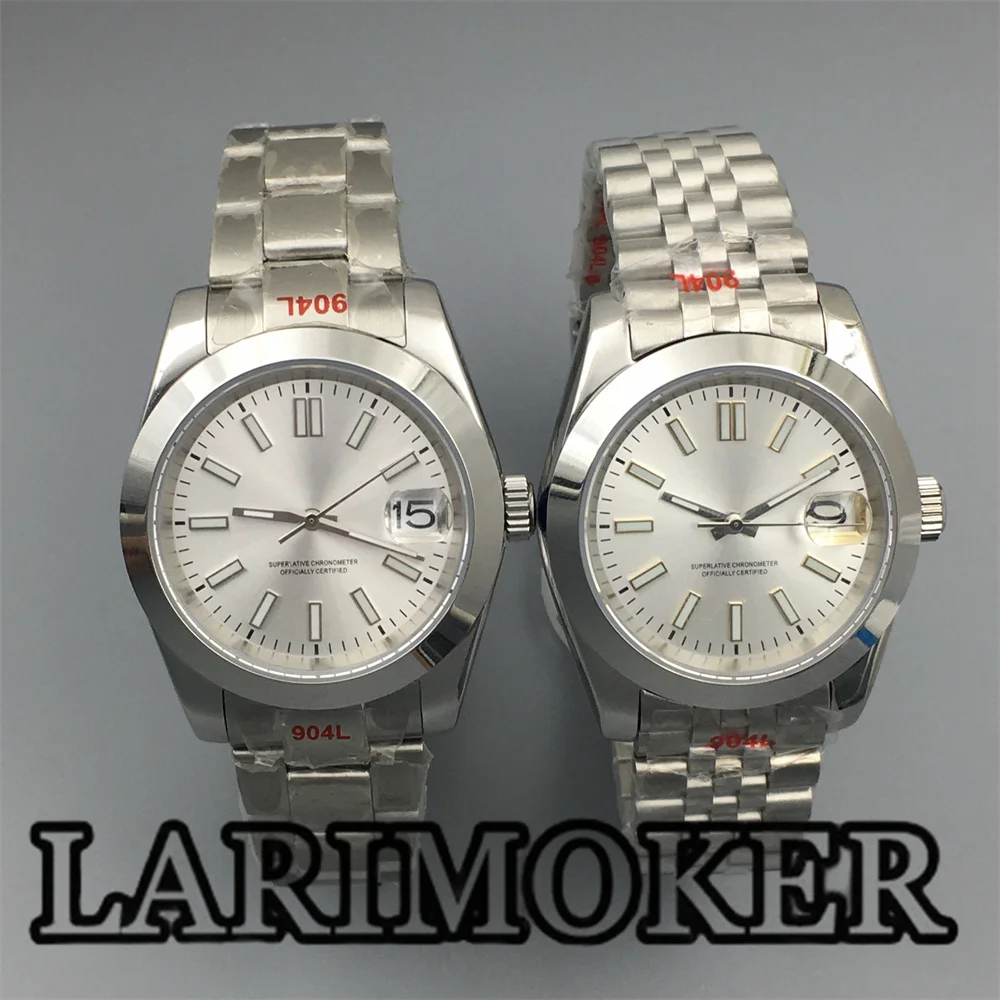 

LARIMOKER 36mm/39mm Mechanical Watch for Men NH35 Movement Stanless Steel Bracelet White Dial Silver Stick Inde Polished Bezel