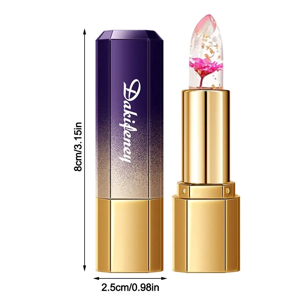 Transparent Jelly Flower Lipstick Nourishing Moisturizing Lip Gloss Temperature Color Change Long Lasting Gold Foil Lipstick