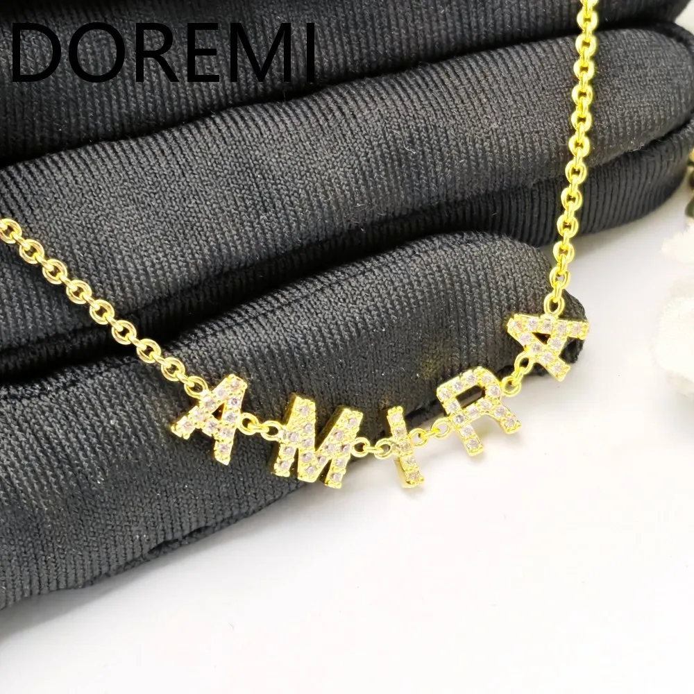 DOREMI 6mm Full Diamond Custom Letter Bracelet Copper Material Multiple Diamond Color Options Customizable Alphabet Bracelet