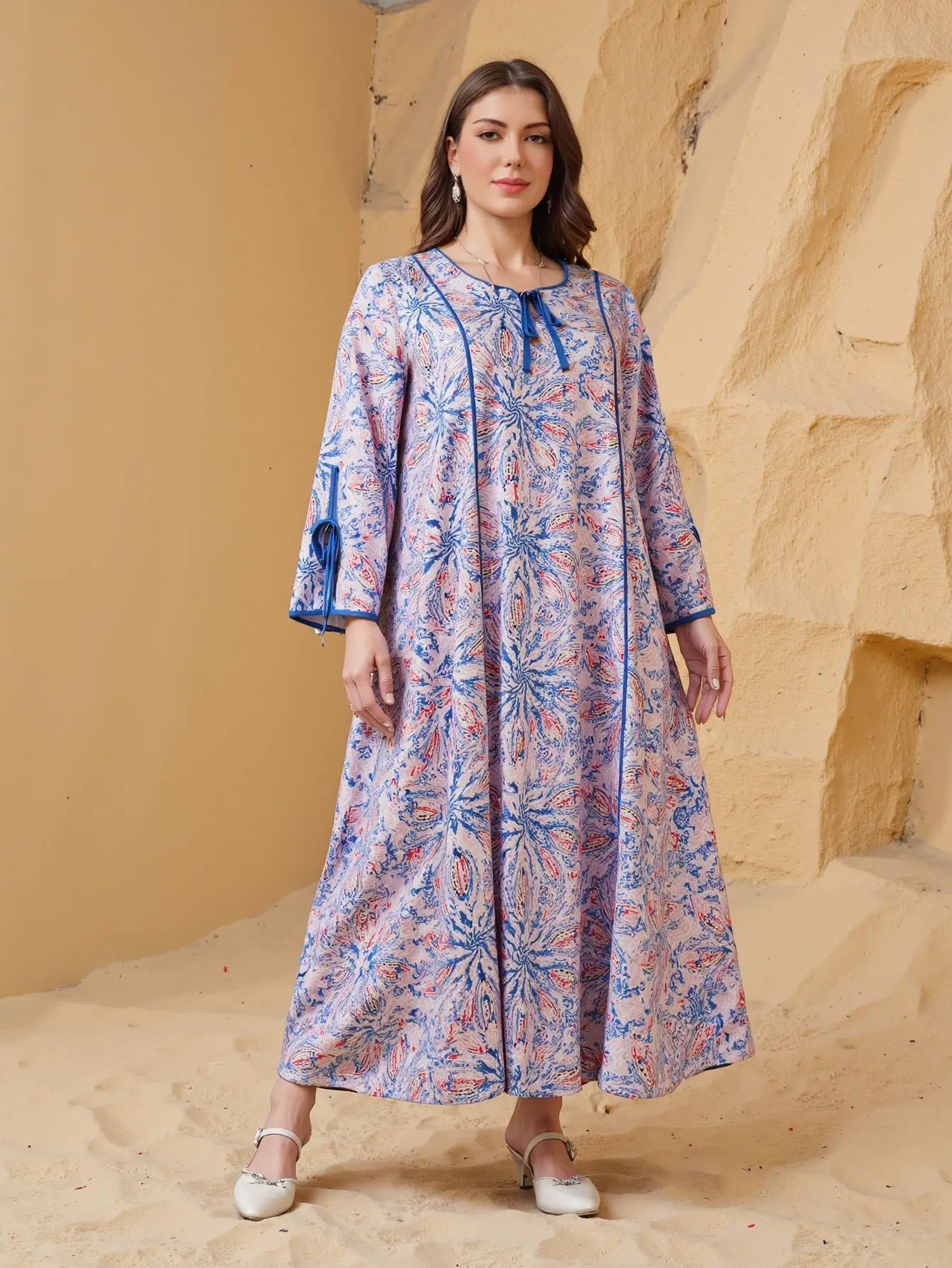 Women Muslim Abaya Dress Party Dresses Print Kaftan Islam Jalabiya Vestidos Arab Long Robe Ramadan Eid Morocco Dubai Abayas