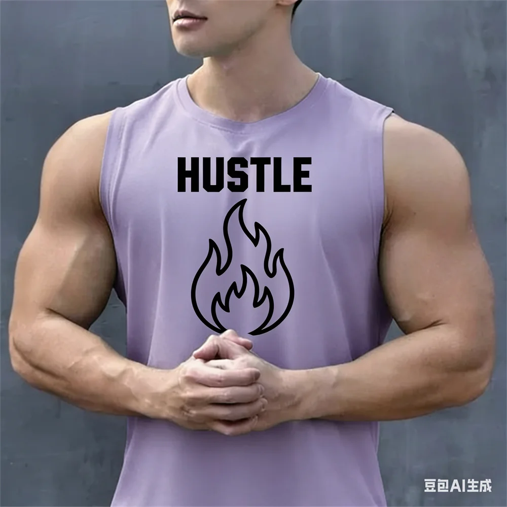 Outdoor Fitness Sports Men's Tank Top Fashion Gym T-shirt Summer Breathable Run quick-dry Tees Daily Casual Man Sleeveless Vest