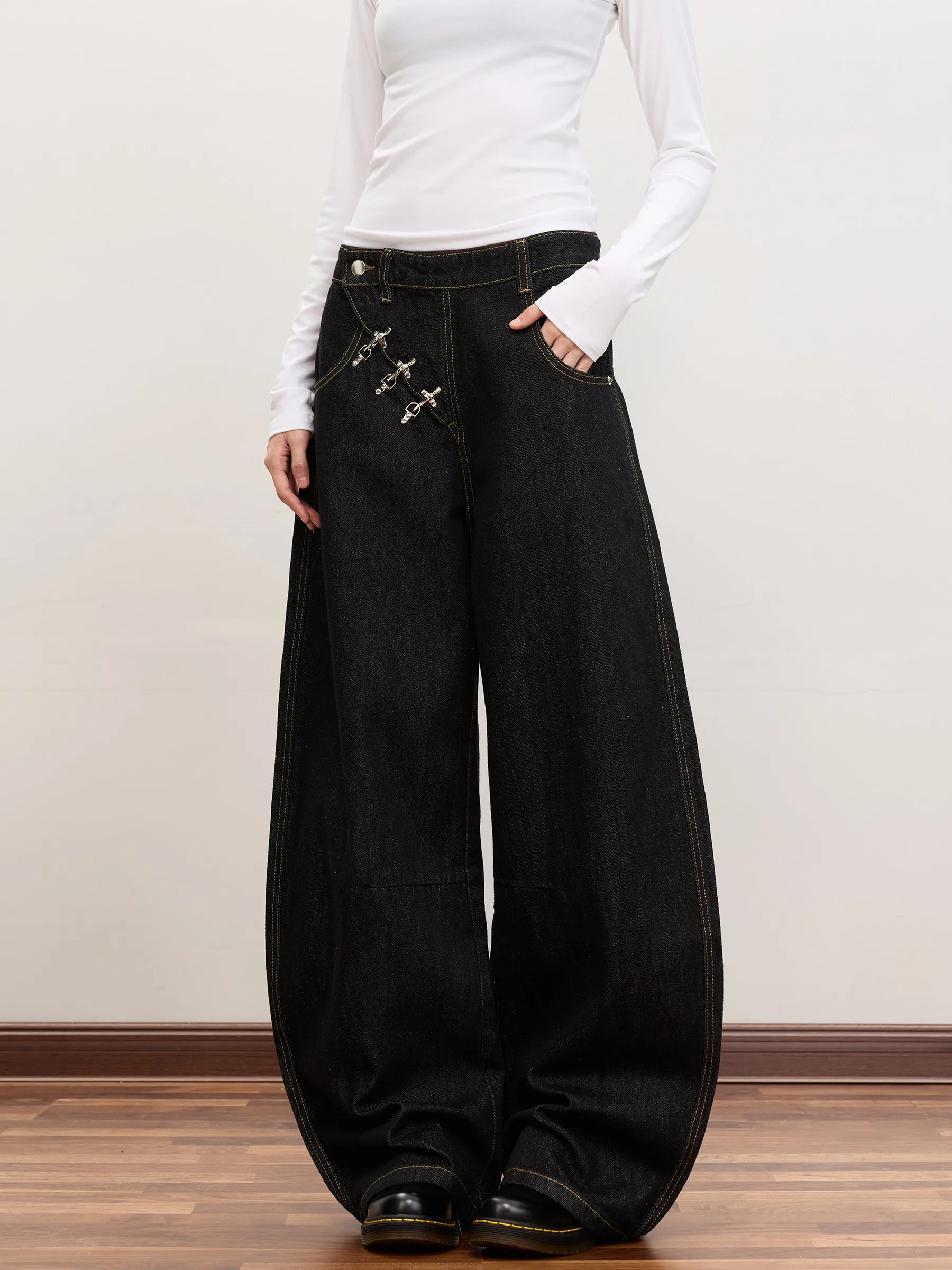 Women's Black Gothic Y2k Emo Jeans Harajuku 90s Vintage Oversize Denim Trousers Japanese 2000s Boyfriend Jeans Pants
