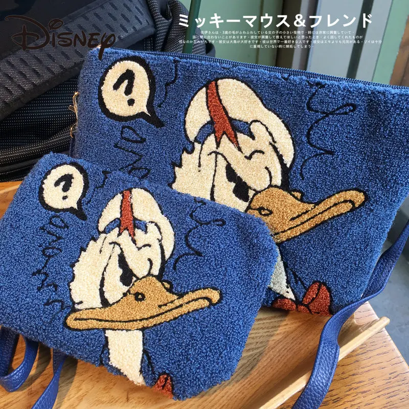 MINISO Disney Fashion Retro Donald Duck Embroidered PU Leather Women\'s Bag Messenger Bag Clutch Mini Bag Women Handbags