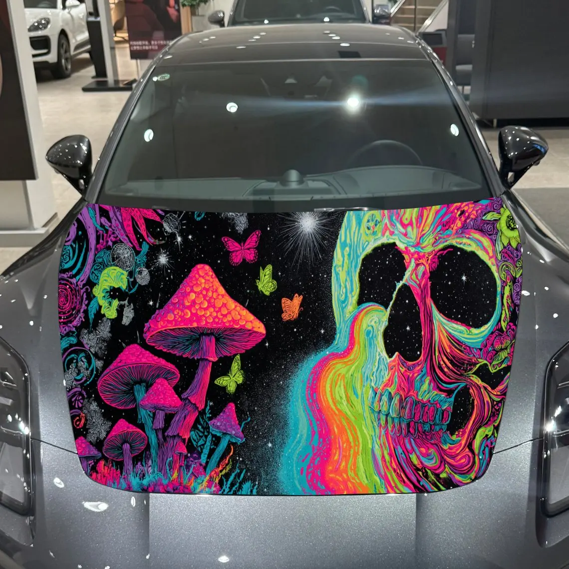 

Rainbow Tears Skull and Mushroom Grove Auto Cover Sticker, Waterproof and Self-adhesive Car Hood Decal, Auto Vinyl Wraps, Cool C