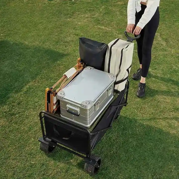 

Portable Electric Outdoor Utility Cart Garden Picnic Trolley with Big Wheels Convenient Folding Camping Wagon Made Durable Metal