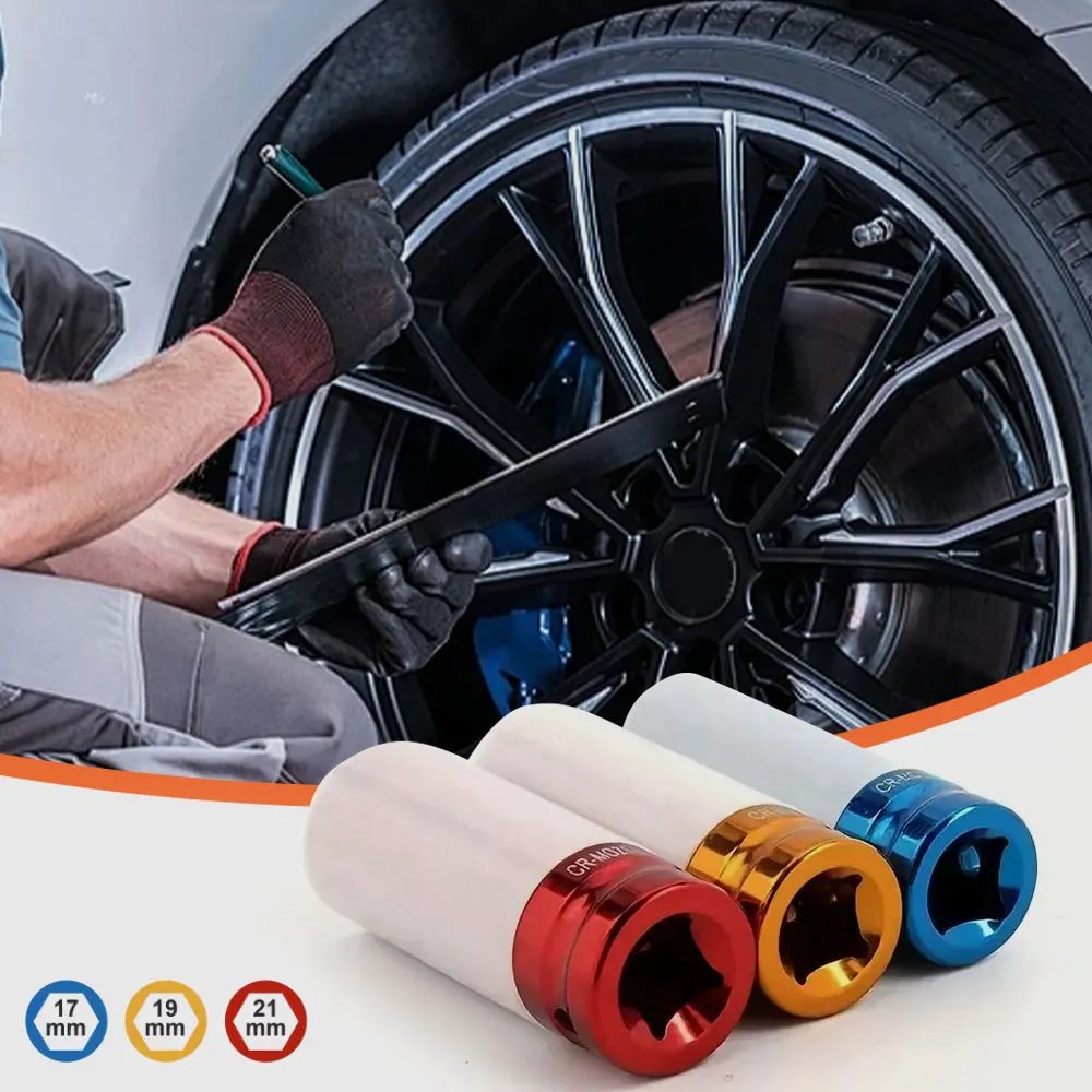 

1/2 Tire Long Sleeve Automotive Wheel Nut Socket Pneumatic Tire Removal Repair Tools Car Drive Socket Set Protective Sleeve