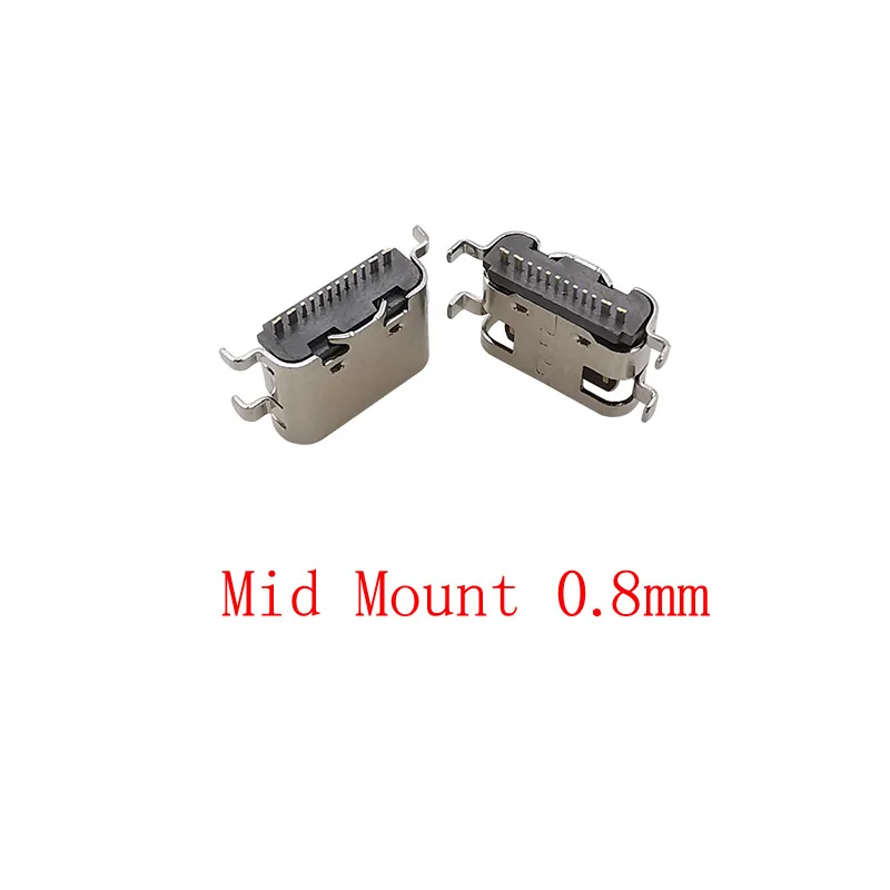 10 Stücke USB 3.1 Typ C Buchse 16 Pin Mid Mount 0,8/1,6mm Löten Stecker Für DIY Lade USB Typ-C Port Reparatur – Detail 4