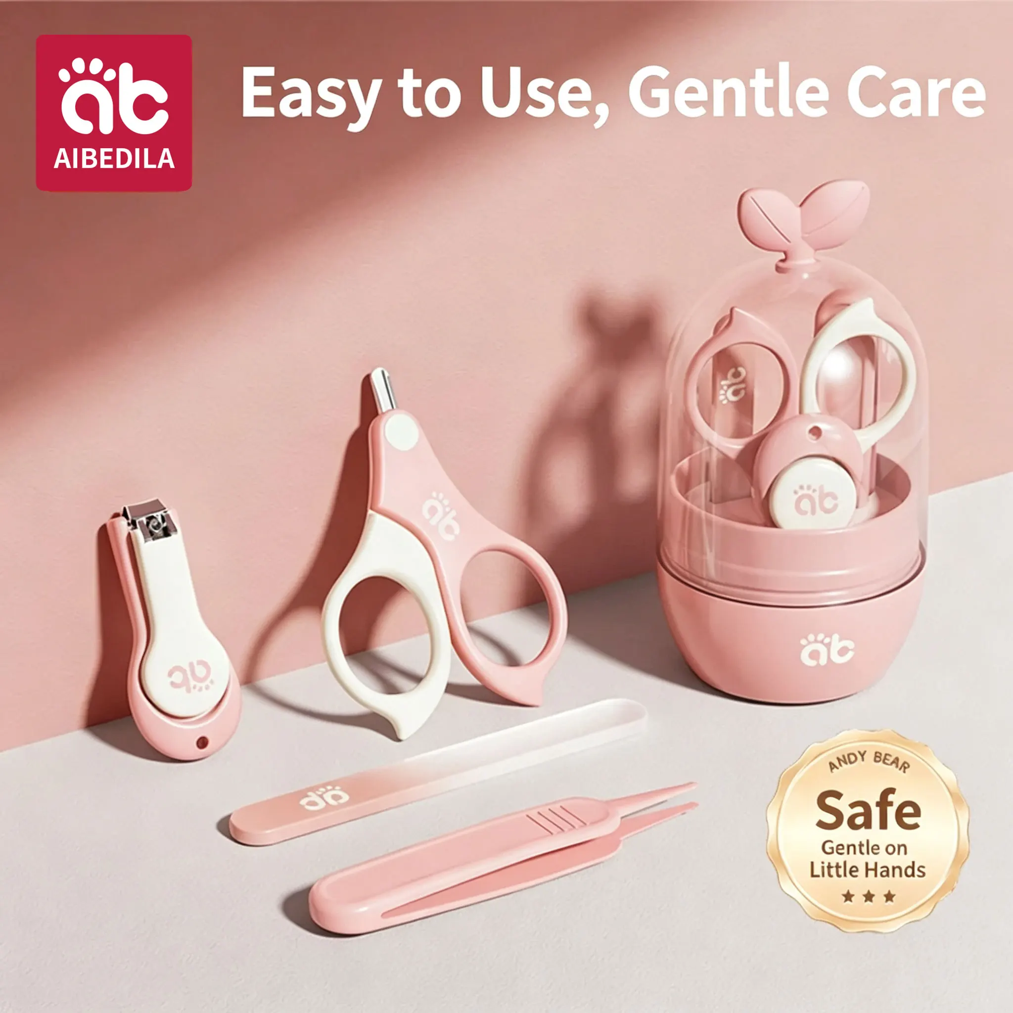 AIBEDILA Baby Nail Clipper Set, Baby Nail Scissors & Clippers, Nail File, Safe Anti-Pinch Nail Care Kit for Infants and Toddlers