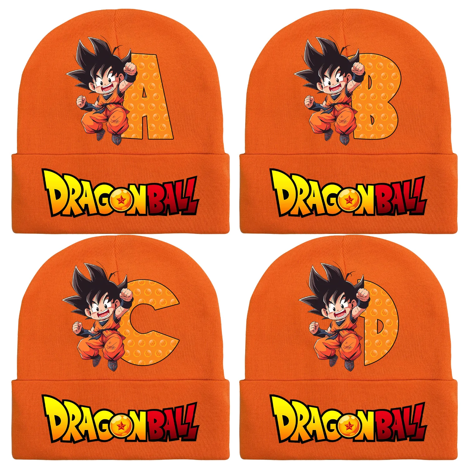 Gorro tejido de Dragon Ball Goku para niños, gorro tejido con letras de dibujos animados A-Z, gorro naranja para niños y niñas, gorros decorativos, gorros, regalo para niños