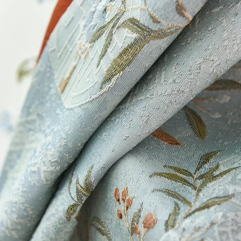New Chinese Style Flower and Bird Jacquard Blackout Curtains for Living Room and Bedroom Window Screen Customization