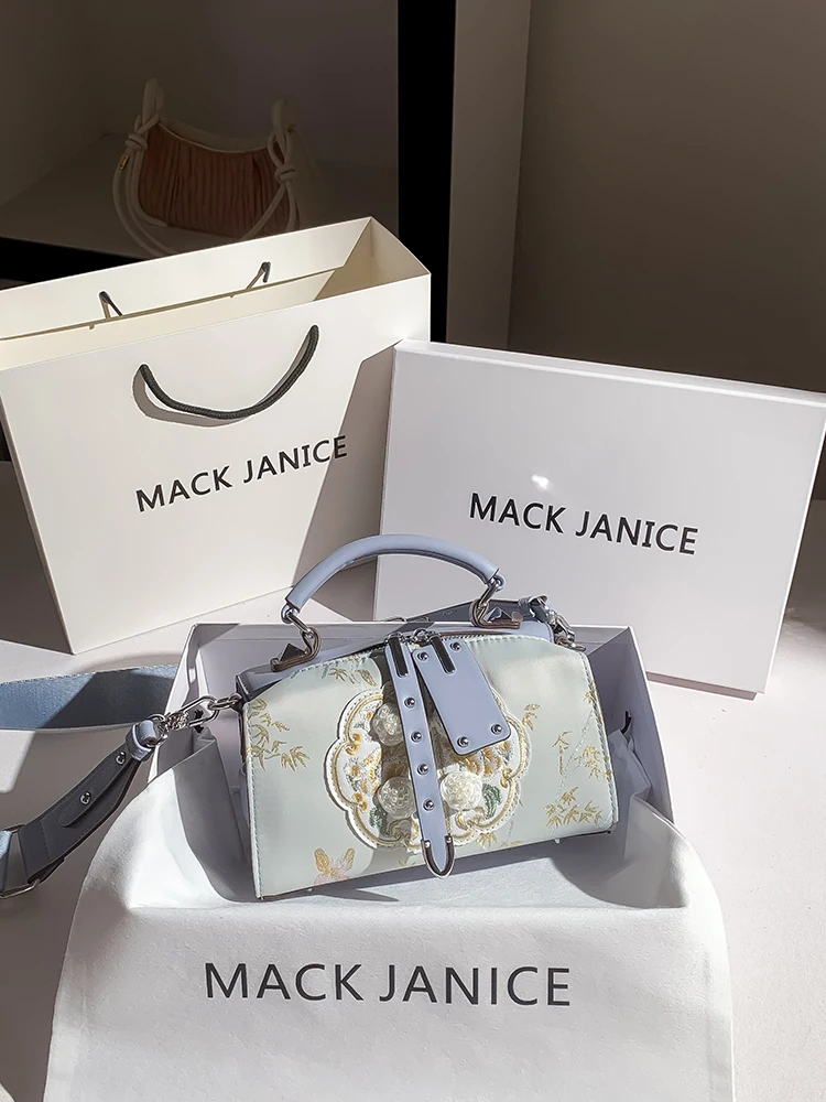 

MaJanice Бостонская сумка с вышивкой, женская сумка через плечо, маленькая сумка с крокодилом, высококачественная текстура, новинка 2024, Sle