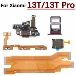 SIM Card Tray Charging Port Board For Xiaomi Mi 13T Pro LoudSpeaker Top Earpiece Earphone Power & Volume Motherboard Flex Cable
