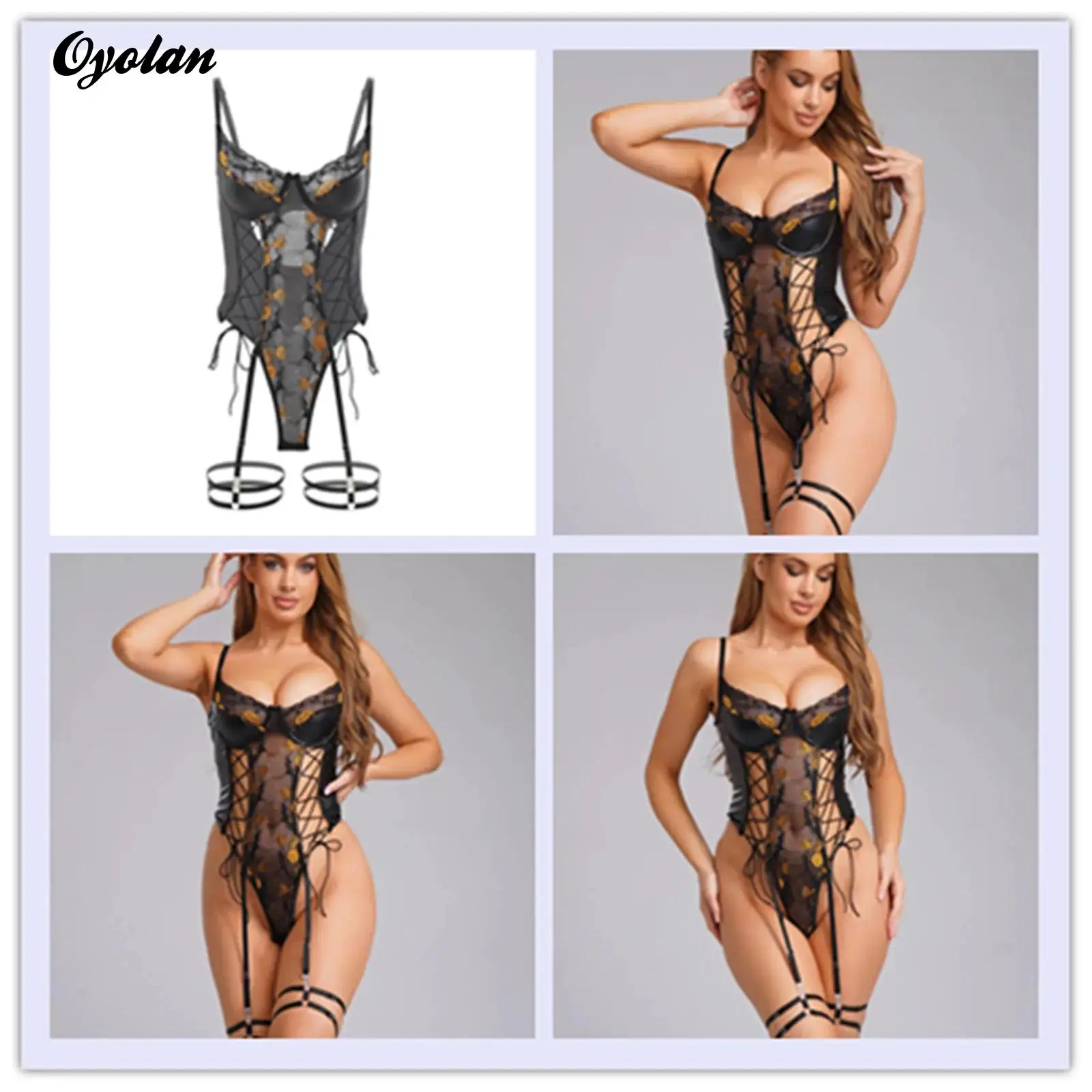 

Женское нижнее белье, кружевное боди из искусственной кожи с подвязками, подтяжки, повязки на бедрах, бюстгальтер на косточках с тыквой и летучей мышью, боди на шнуровке