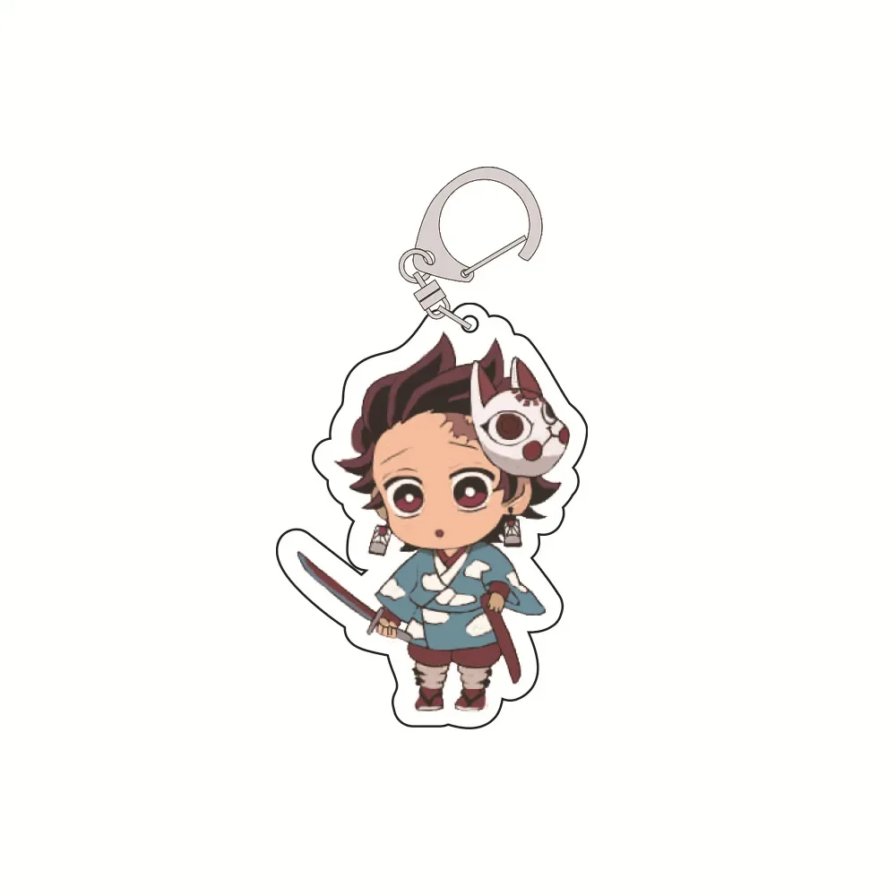 Anime Figure Kamado Tanjirou Kamado Nezuko Agatsuma Zenitsu Key Ring Transparent Acrylic Key Chain Model Plate Backpack Pendant