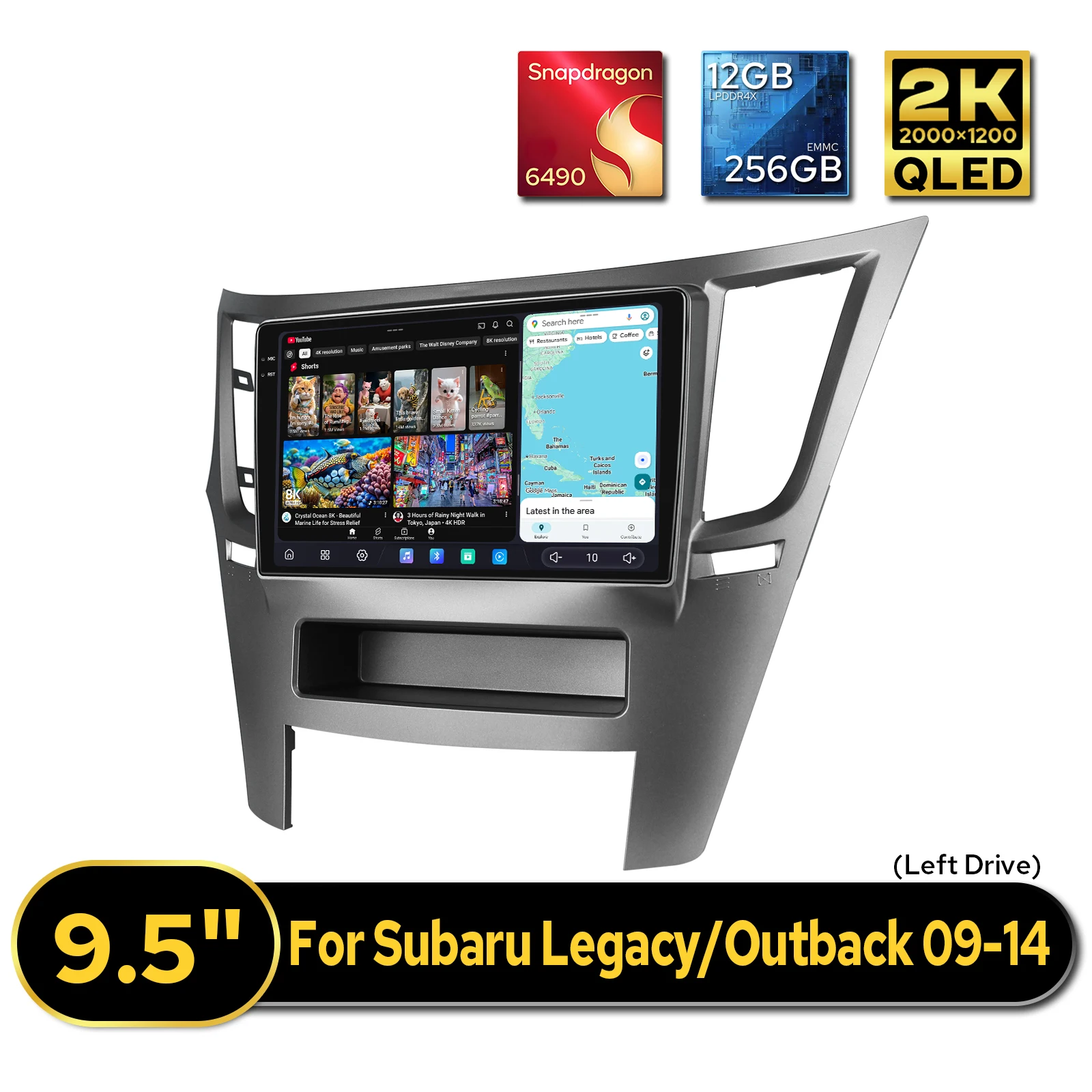 High-End Car Audio Stereo For Subaru Legacy Outback 2009-2014 LHD 9.5