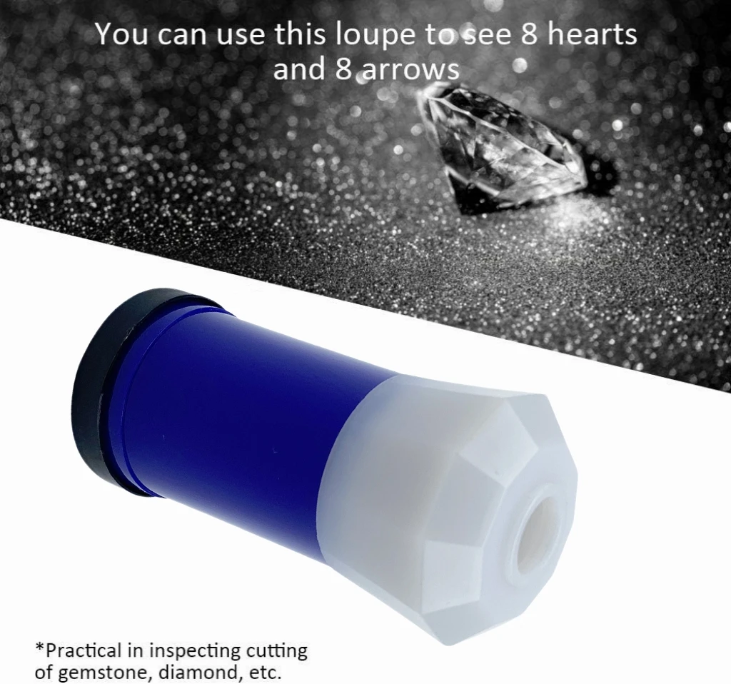 Portable Hearts & Arrows Diamond Loupe with Crystal Clear Lens  Jewelry Magnifier for Gem Inspection & Diamond Cutting Check