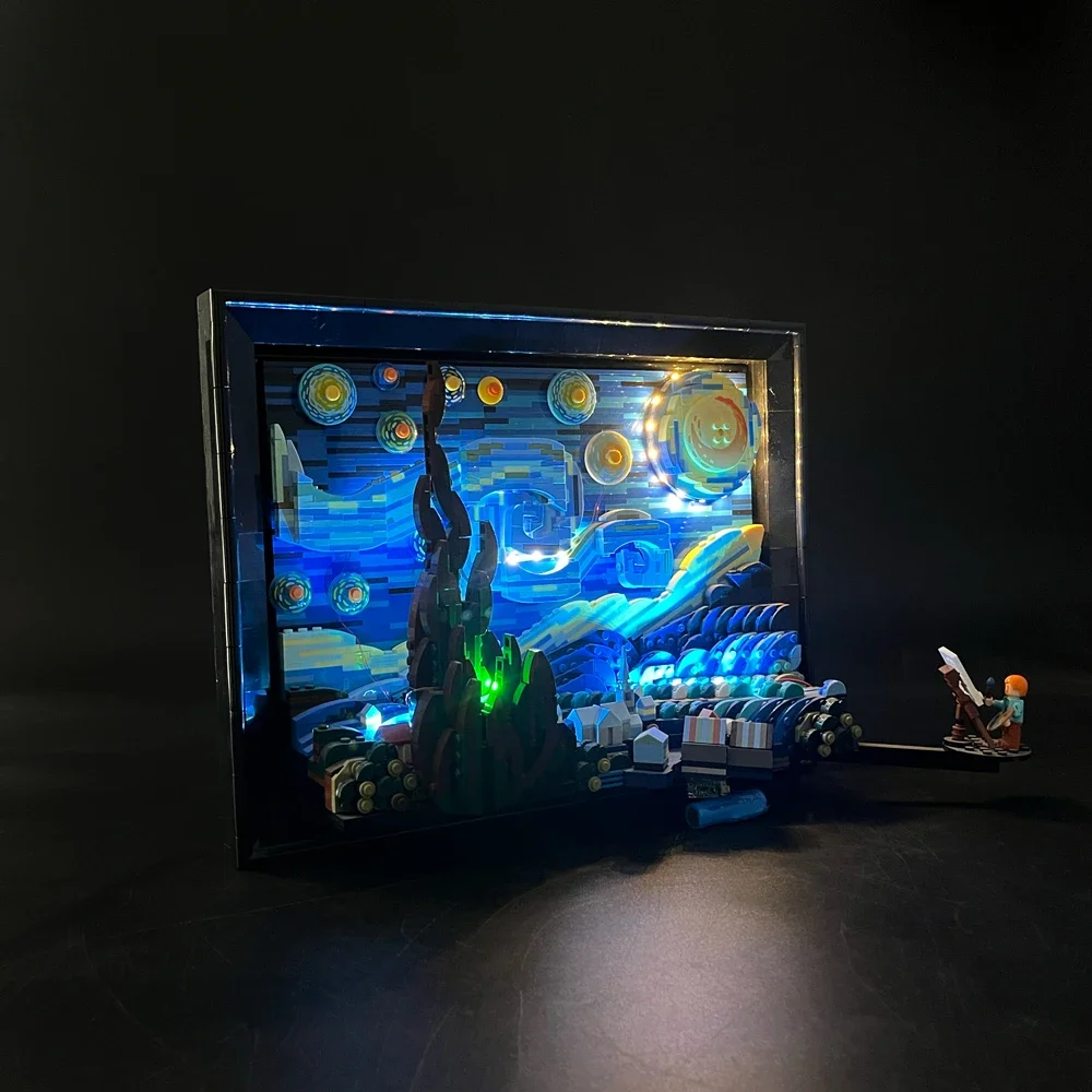 

Комплект светодиодных фонарей для 21333, Винсент Ван Гог, Звездная ночь, строительные блоки, лампа с дистанционным управлением (не включает строительные блоки Lego)