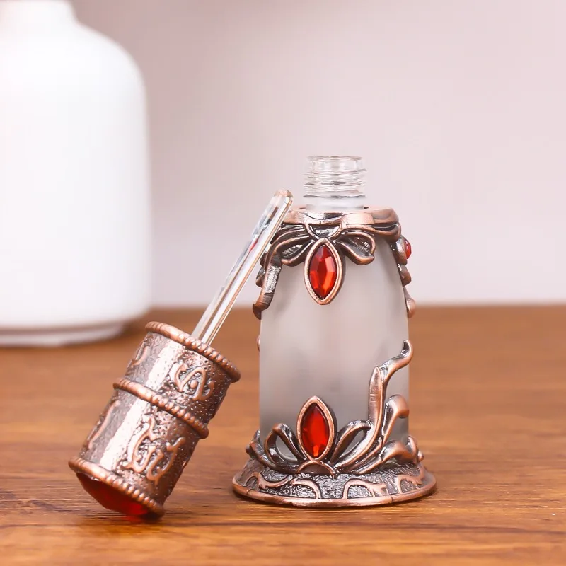 15ml Dubai Vintage Essential Oil Bottle Glass Perfume Travel Sub Packaging Dropper Bottle Storage Bottles Bathroom Accessories