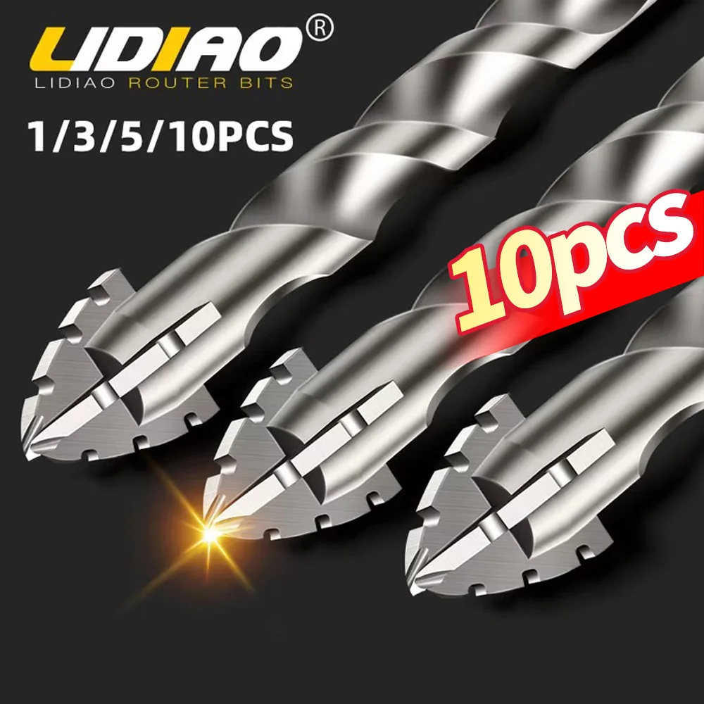 LIDIAO 1/3/5/10PCS Drill Bit Set Four Edged Serrated Eccentric Drill Bit Set Tile Drilling Concrete Special Electric Drill Bit