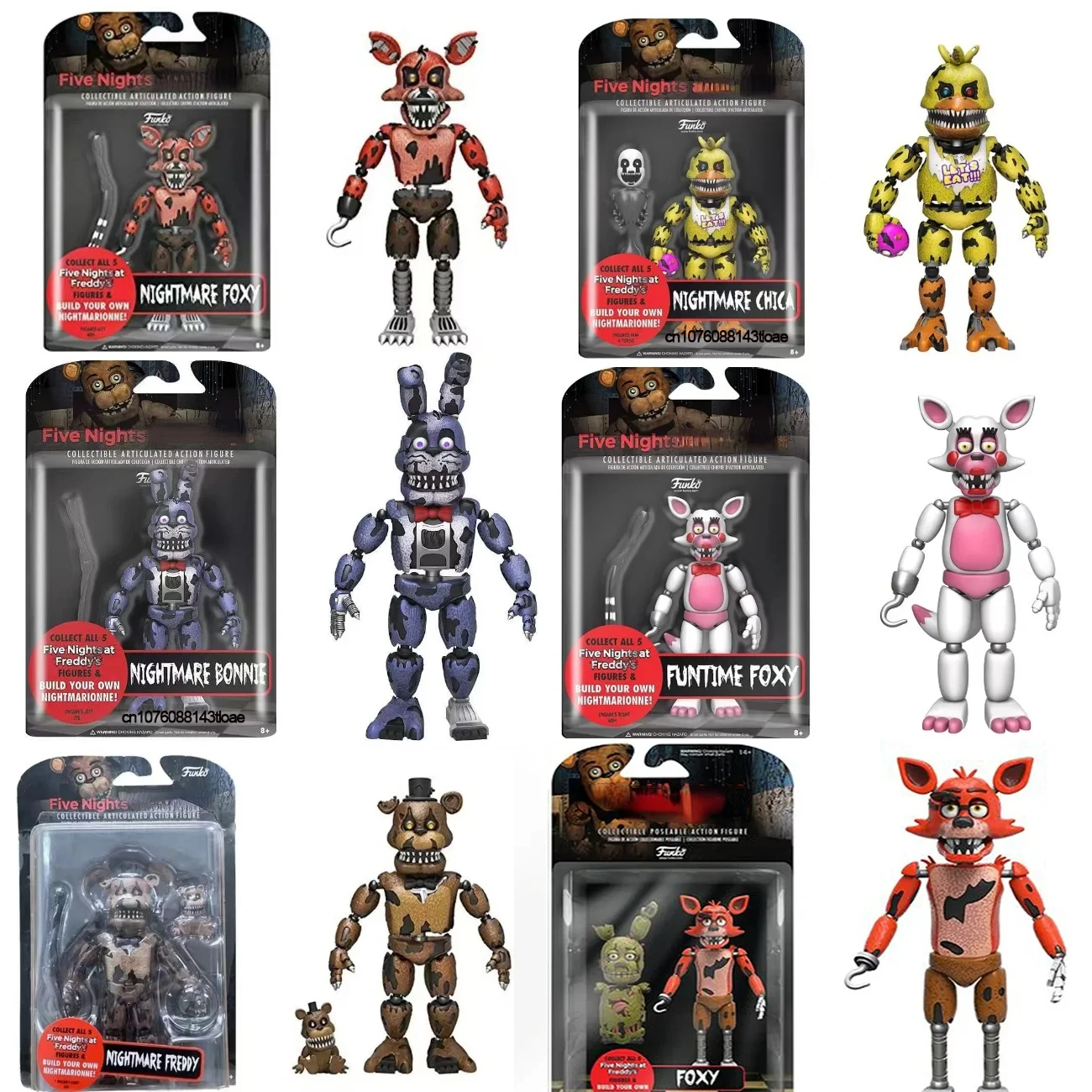 14CM FNAF Figures Nightmare Freddy Bonnie Foxy Chica Action Figure Movable Blacklight Freddy Frostbe PVC Model Collection Toys