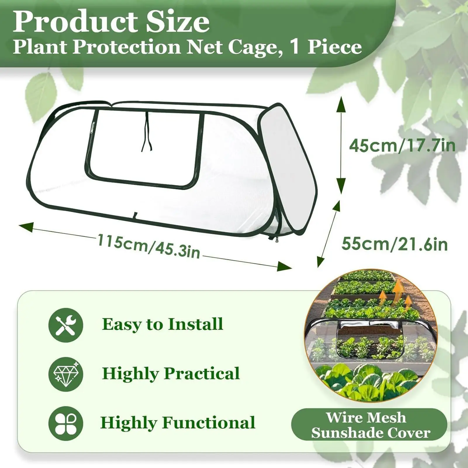 

Уличная мини-теплица, портативная садовая защита с дверцей, 45x1,6 дюйма, палатки-ускорители цветов для рассады овощей, цветов