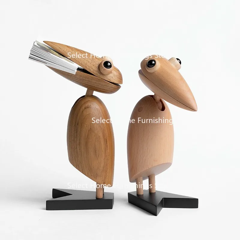 Suitable for Gifts Woodpecker Solid Wood Office Desktop Wooden Decorations