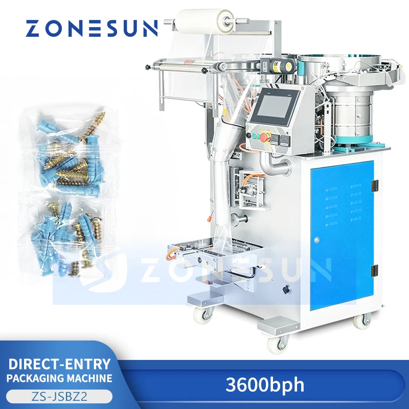 ZONESUN ZS-JSBZ2 Automatic Screw Nut Bolt Counting Packaging Machine Hardware Fastener Pouch Packing Machine with Recheck Scale