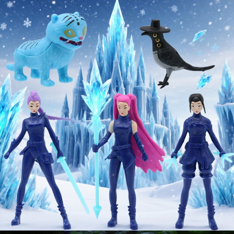 

5 шт./компл. аниме kpop фигурка охотника демонов k-pop охотники демонов rumi mira zoey статуэтка тигра игрушка украшение стола орнамент подарки