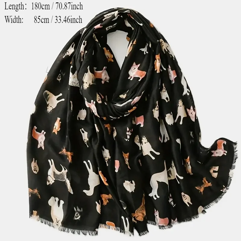 Donne adorabili simpatici animali bassotto modello di cane scialli e impacchi in viscosa Snood Pashmina stola Bufandas Hijab musulmano Sjaal 180*85Cm