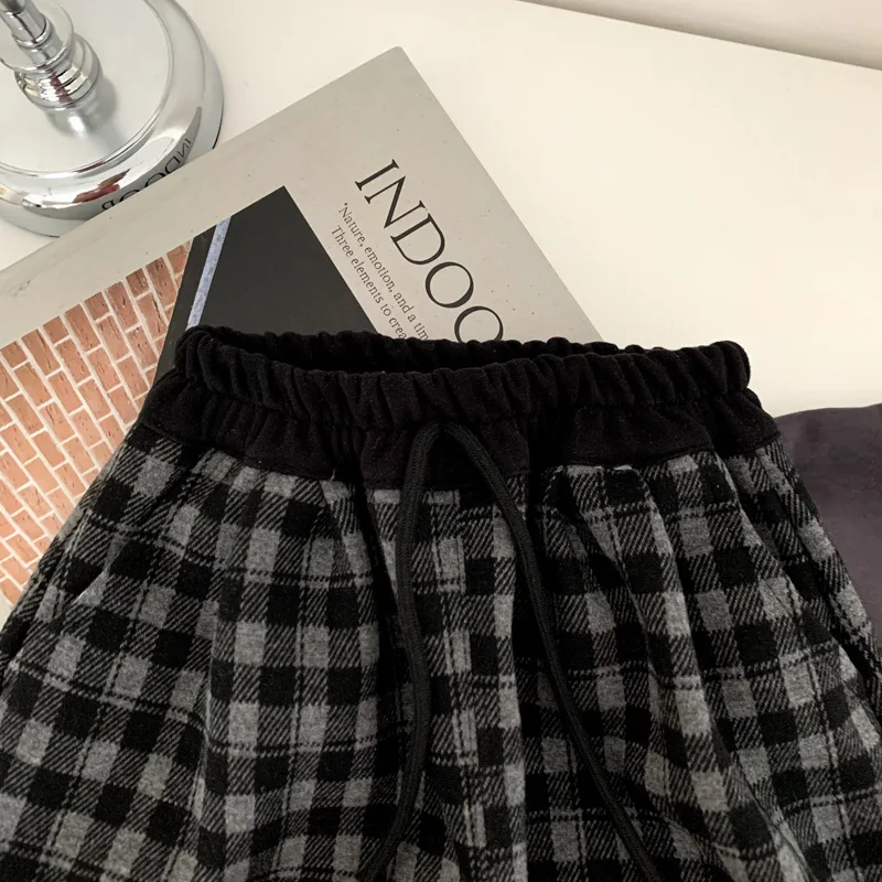 Boys Pants 2026 Spring Autumn Korean Style Childrens Clothes Versatile Casual Fashion Loose Plaid Black Long Pants