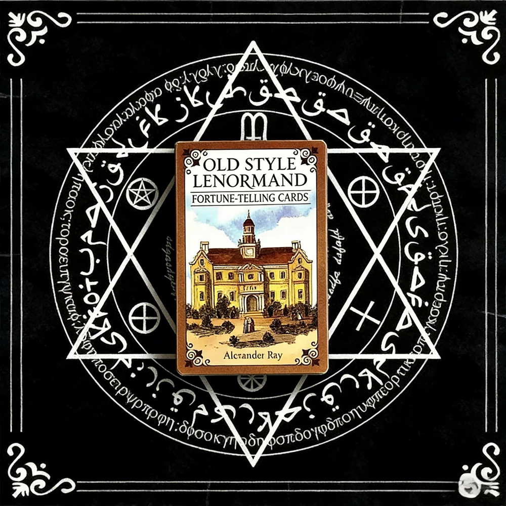 38-Card Retro-Style Lenormand Tarot Deck Set, Includes Sacred Totem Altar Cloth, Beginner's Mystical Divination Kit