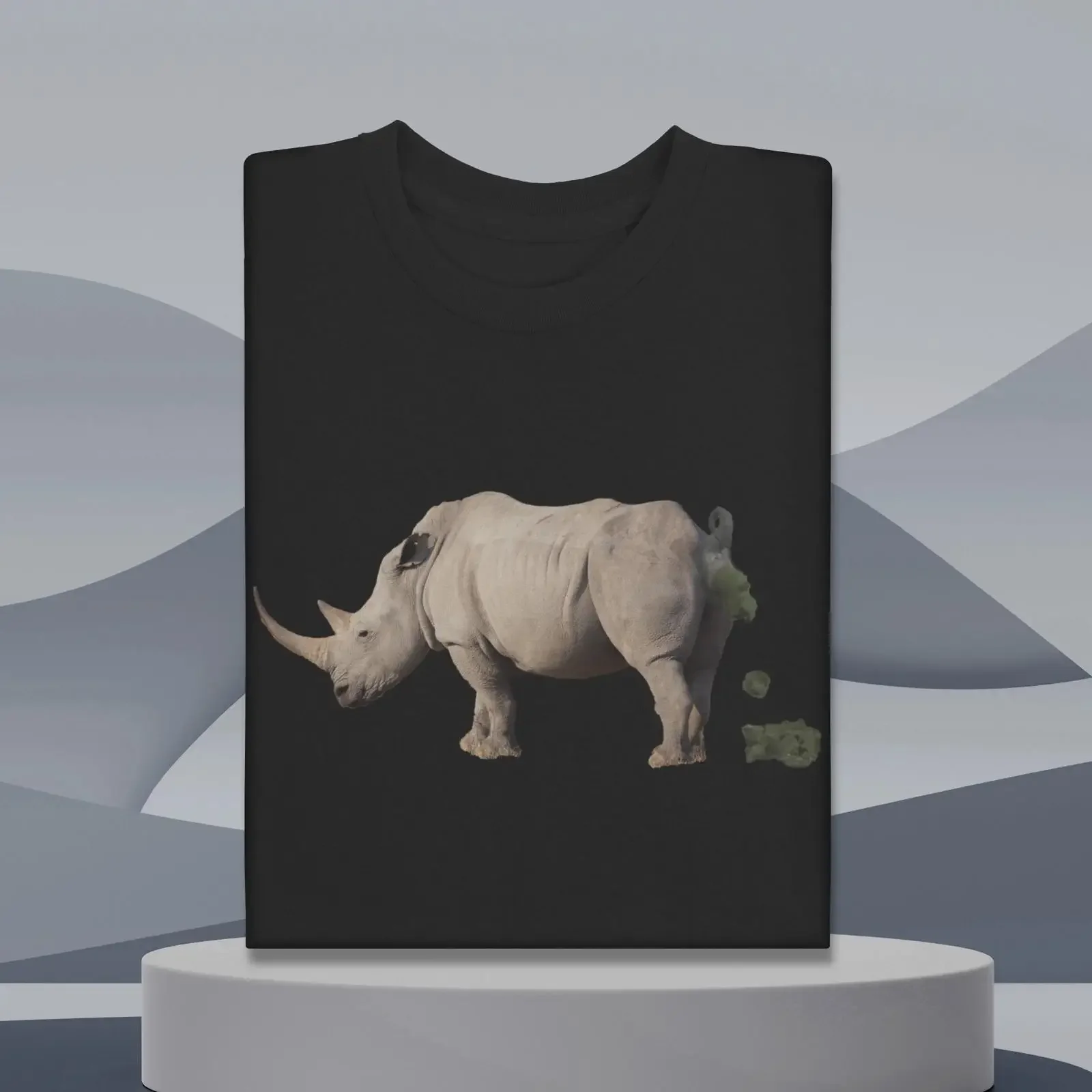 Funny Rhino pooping shirt Playful Animal T vintage Washed Breathable designer clothes Versatile homme streetwear fashion Unisex