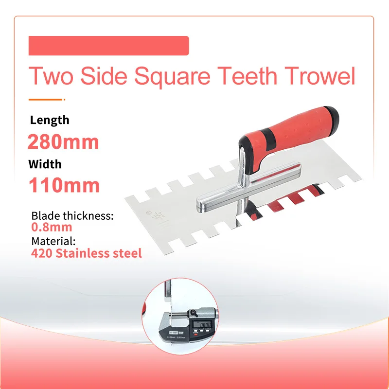 Imagem -02 - Plastic Handle Bricklaying Espátula Quadrada para Construção Ferramenta de Parede Profissional Lâmina de Aço Inoxidável Entalhado 15x17 mm