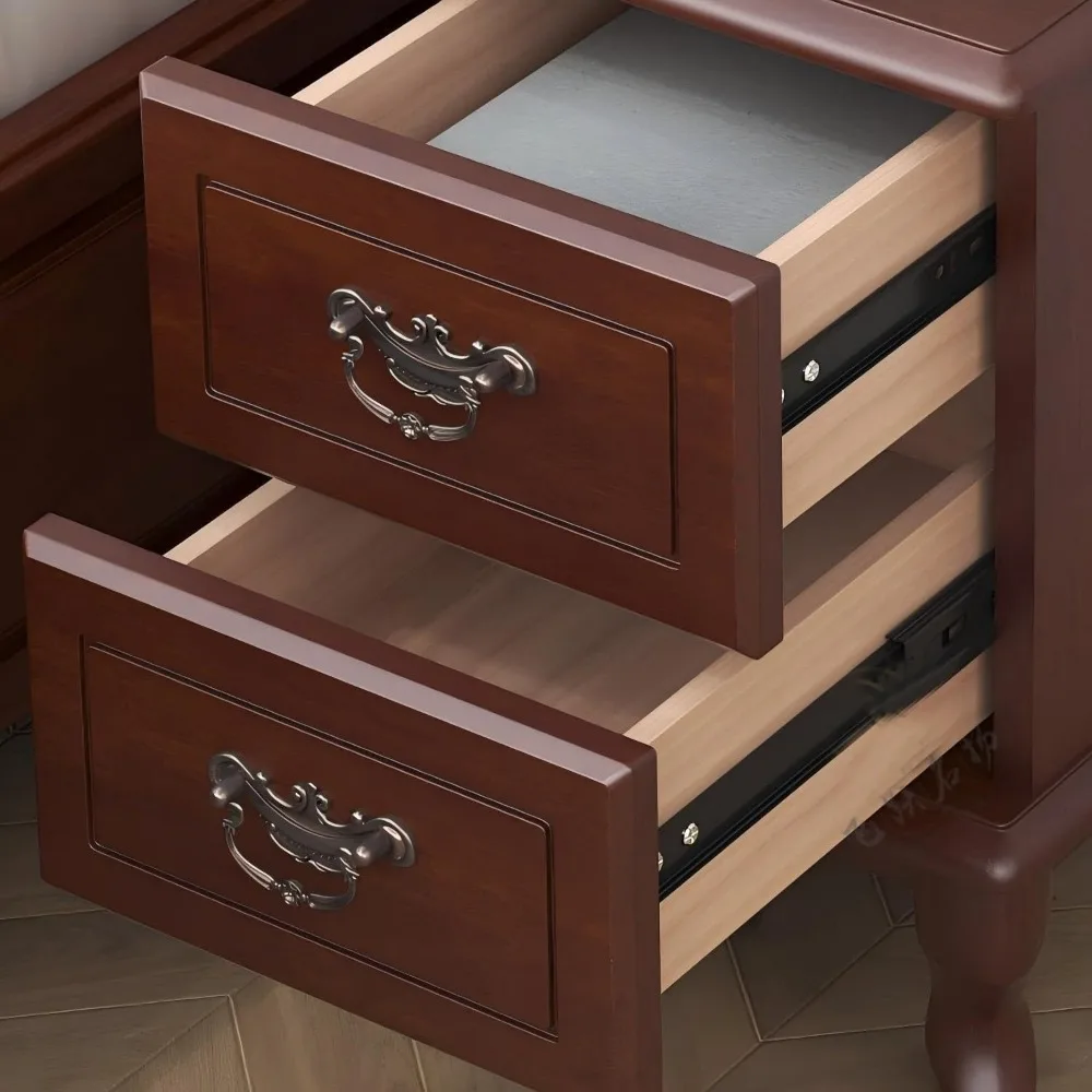 コンパクトなベッドルームナイトスタンド、デュアル引き出しコーヒーテーブル、ポータブルスナックスタンド、ベッドサイド収納テーブル、リビングルームサイドテーブル（ブラウン）